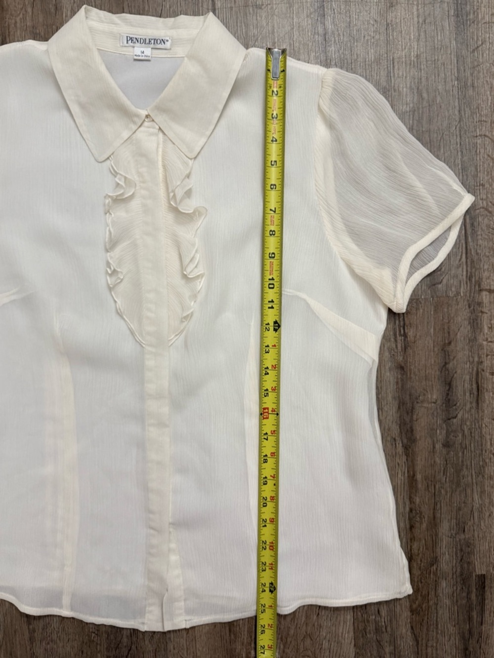 Pendleton • Silk Ivory Ruffle Neck Blouse - Picture 10 of 10